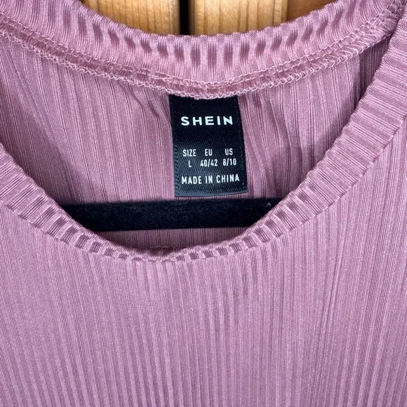 SHEIN Mauve Ribbed Peplum Top - Picture 2 of 3